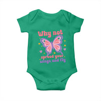 Retro Y2K Groovy Pink Butterfly Inspirational Baby Onesie Why Not Spread Your Wings And Fly Female Empowerment