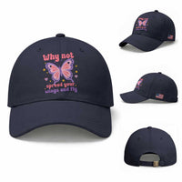 Retro Y2K Groovy Pink Butterfly Inspirational Baseball Cap Why Not Spread Your Wings And Fly Female Empowerment