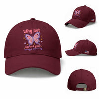 Retro Y2K Groovy Pink Butterfly Inspirational Baseball Cap Why Not Spread Your Wings And Fly Female Empowerment