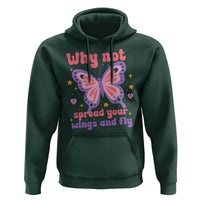 Retro Y2K Groovy Pink Butterfly Inspirational Hoodie Why Not Spread Your Wings And Fly Female Empowerment