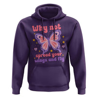 Retro Y2K Groovy Pink Butterfly Inspirational Hoodie Why Not Spread Your Wings And Fly Female Empowerment