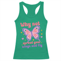 Retro Y2K Groovy Pink Butterfly Inspirational Racerback Tank Top Why Not Spread Your Wings And Fly Female Empowerment