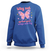 Retro Y2K Groovy Pink Butterfly Inspirational Sweatshirt Why Not Spread Your Wings And Fly Female Empowerment
