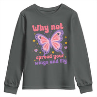 Retro Y2K Groovy Pink Butterfly Inspirational Youth Sweatshirt Why Not Spread Your Wings And Fly Female Empowerment