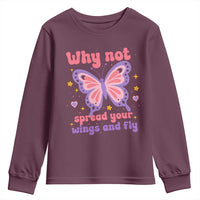 Retro Y2K Groovy Pink Butterfly Inspirational Youth Sweatshirt Why Not Spread Your Wings And Fly Female Empowerment