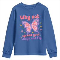 Retro Y2K Groovy Pink Butterfly Inspirational Youth Sweatshirt Why Not Spread Your Wings And Fly Female Empowerment