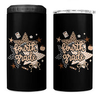 Fourth Grade Leopard Checkered Star Coquette 4 in 1 Can Cooler Tumbler Cute 4th Grade Girl Back to School Gift