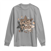 Fourth Grade Leopard Checkered Star Coquette Long Sleeve Shirt Cute 4th Grade Girl Back to School Gift