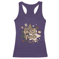 Fourth Grade Leopard Checkered Star Coquette Racerback Tank Top Cute 4th Grade Girl Back to School Gift