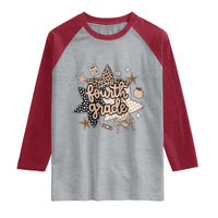 Fourth Grade Leopard Checkered Star Coquette Raglan Shirt Cute 4th Grade Girl Back to School Gift