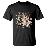 Fourth Grade Leopard Checkered Star Coquette T Shirt Cute 4th Grade Girl Back to School Gift