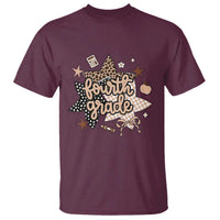 Fourth Grade Leopard Checkered Star Coquette T Shirt Cute 4th Grade Girl Back to School Gift