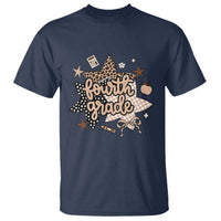 Fourth Grade Leopard Checkered Star Coquette T Shirt Cute 4th Grade Girl Back to School Gift