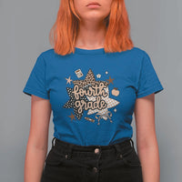 Fourth Grade Leopard Checkered Star Coquette T Shirt For Women Cute 4th Grade Girl Back to School Gift