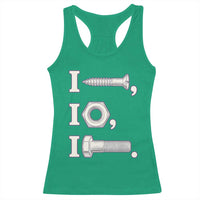 Funny Handyman Mechanic Adult Humor Racerback Tank Top I Screw I Nut I Bolt Rebus Hardware Innuendo Offensive Joke