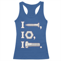 Funny Handyman Mechanic Adult Humor Racerback Tank Top I Screw I Nut I Bolt Rebus Hardware Innuendo Offensive Joke