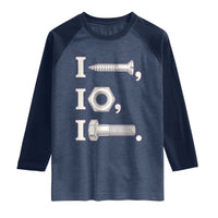 Funny Handyman Mechanic Adult Humor Raglan Shirt I Screw I Nut I Bolt Rebus Hardware Innuendo Offensive Joke