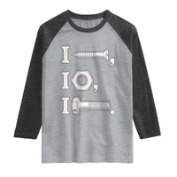 Funny Handyman Mechanic Adult Humor Raglan Shirt I Screw I Nut I Bolt Rebus Hardware Innuendo Offensive Joke