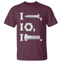 Funny Handyman Mechanic Adult Humor T Shirt I Screw I Nut I Bolt Rebus Hardware Innuendo Offensive Joke
