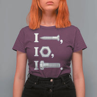 Funny Handyman Mechanic Adult Humor T Shirt For Women I Screw I Nut I Bolt Rebus Hardware Innuendo Offensive Joke