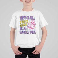 Cute Raccoon 1st Grade Student Teacher Preppy Style T Shirt For Kid First of All First Grade Is A Whole Vibe Back To School
