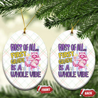 Cute Raccoon 1st Grade Student Teacher Preppy Style Ceramic Ornament First of All First Grade Is A Whole Vibe Back To School