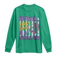 Cute Raccoon 1st Grade Student Teacher Preppy Style Long Sleeve Shirt First of All First Grade Is A Whole Vibe Back To School