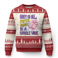 Cute Raccoon 5th Grade Student Teacher Preppy Style Ugly Christmas Sweater First of All Fifth Grade Is A Whole Vibe Back To School