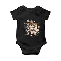 First Grade Leopard Checkered Star Coquette Baby Onesie Cute 1st Grade Girl Back to School Gift