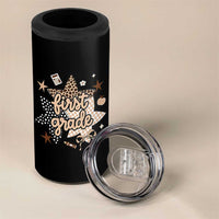 First Grade Leopard Checkered Star Coquette 4 in 1 Can Cooler Tumbler Cute 1st Grade Girl Back to School Gift
