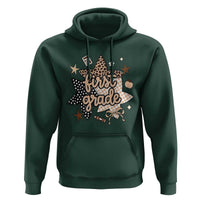 First Grade Leopard Checkered Star Coquette Hoodie Cute 1st Grade Girl Back to School Gift