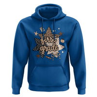 First Grade Leopard Checkered Star Coquette Hoodie Cute 1st Grade Girl Back to School Gift