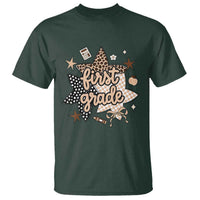 First Grade Leopard Checkered Star Coquette T Shirt Cute 1st Grade Girl Back to School Gift