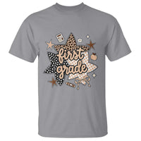 First Grade Leopard Checkered Star Coquette T Shirt Cute 1st Grade Girl Back to School Gift