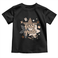 First Grade Leopard Checkered Star Coquette Toddler T Shirt Cute 1st Grade Girl Back to School Gift