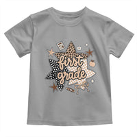 First Grade Leopard Checkered Star Coquette Toddler T Shirt Cute 1st Grade Girl Back to School Gift