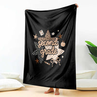 Second Grade Leopard Checkered Star Coquette Throw Blanket Cute 2nd Grade Girl Back to School Gift
