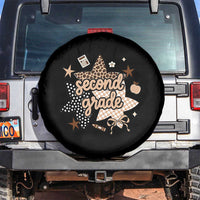 Second Grade Leopard Checkered Star Coquette Spare Tire Cover Cute 2nd Grade Girl Back to School Gift