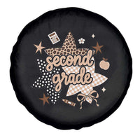 Second Grade Leopard Checkered Star Coquette Spare Tire Cover Cute 2nd Grade Girl Back to School Gift