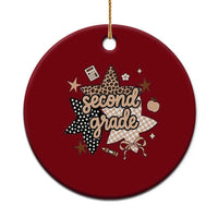 Second Grade Leopard Checkered Star Coquette Ceramic Ornament Cute 2nd Grade Girl Back to School Gift