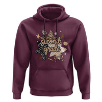 Second Grade Leopard Checkered Star Coquette Hoodie Cute 2nd Grade Girl Back to School Gift
