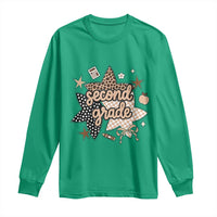 Second Grade Leopard Checkered Star Coquette Long Sleeve Shirt Cute 2nd Grade Girl Back to School Gift