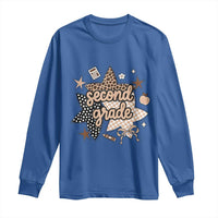 Second Grade Leopard Checkered Star Coquette Long Sleeve Shirt Cute 2nd Grade Girl Back to School Gift