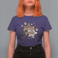Second Grade Leopard Checkered Star Coquette T Shirt For Women Cute 2nd Grade Girl Back to School Gift