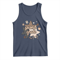 Second Grade Leopard Checkered Star Coquette Tank Top Cute 2nd Grade Girl Back to School Gift