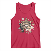 Second Grade Leopard Checkered Star Coquette Tank Top Cute 2nd Grade Girl Back to School Gift