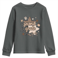 Second Grade Leopard Checkered Star Coquette Youth Sweatshirt Cute 2nd Grade Girl Back to School Gift
