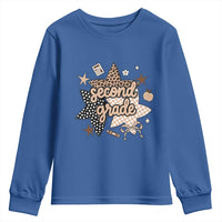 Second Grade Leopard Checkered Star Coquette Youth Sweatshirt Cute 2nd Grade Girl Back to School Gift
