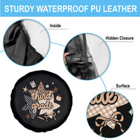 Third Grade Leopard Checkered Star Coquette Spare Tire Cover Cute 3rd Grade Girl Back to School Gift