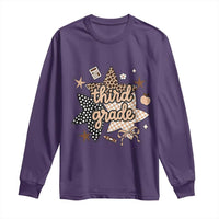 Third Grade Leopard Checkered Star Coquette Long Sleeve Shirt Cute 3rd Grade Girl Back to School Gift